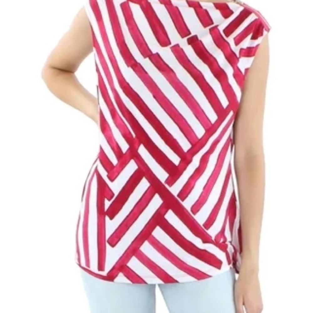 Red and White Blouse with Elegant Design